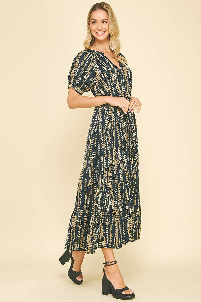 Navy Neutral Print Dress