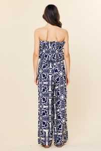 Navy Cream Printed Jumpsuit