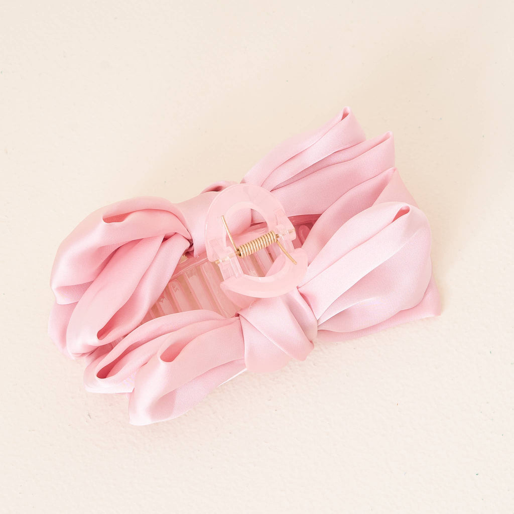 Satin Bow Claw Clip, Blush