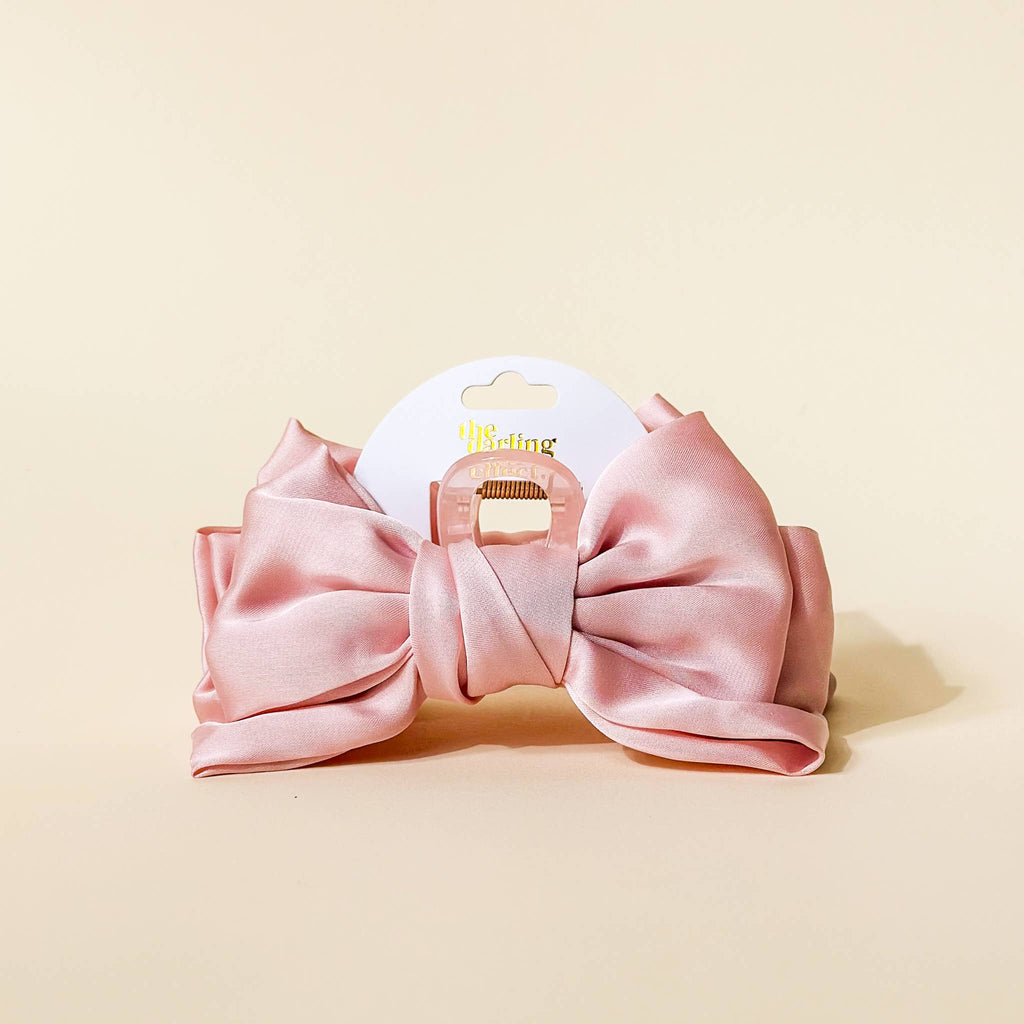 Satin Bow Claw Clip, Blush