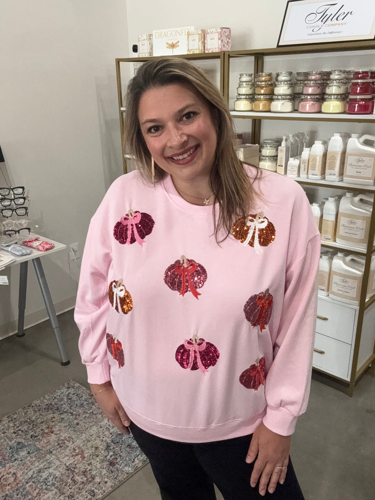 Pink Pumpkin Bow Sweatshirt