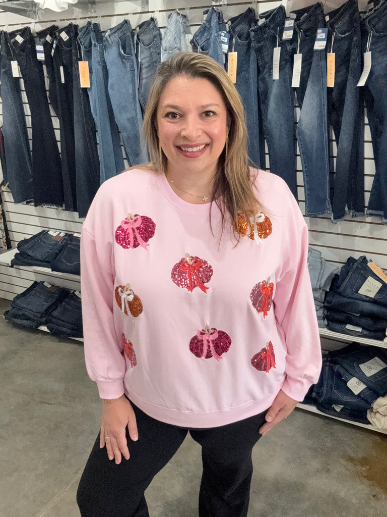 Pink Pumpkin Bow Sweatshirt