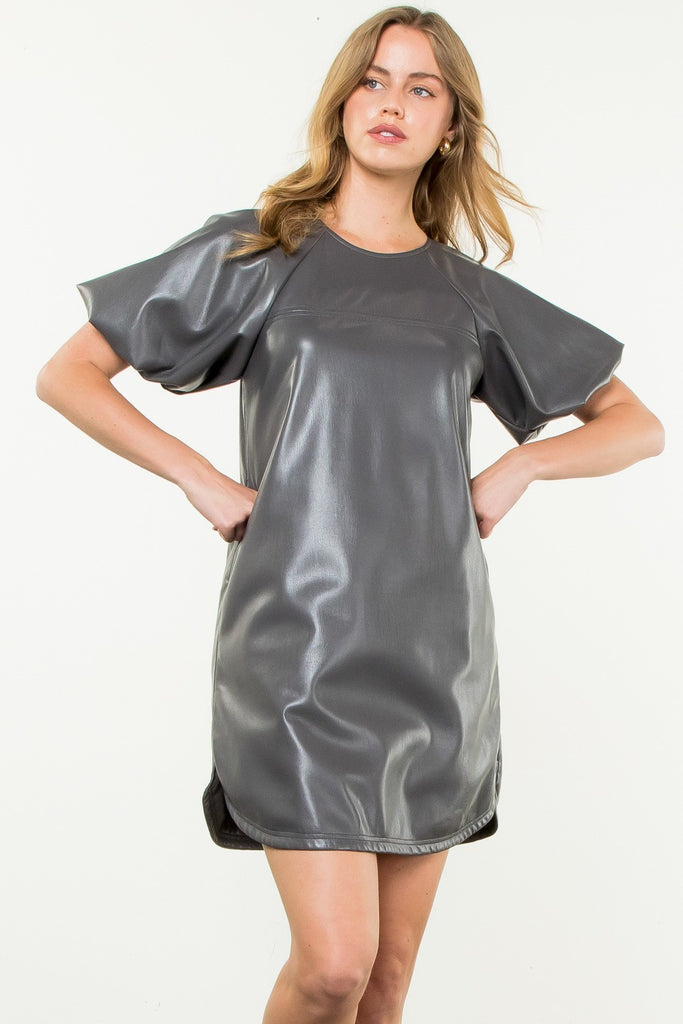 Charcoal Vegan Leather Dress