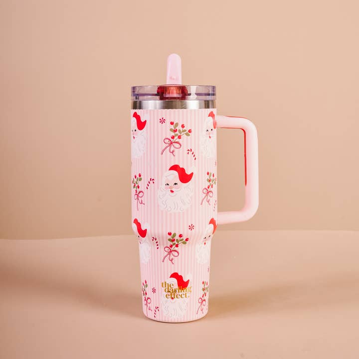 Holly Jolly Santa Flip Straw Tumbler, 2 Sizes