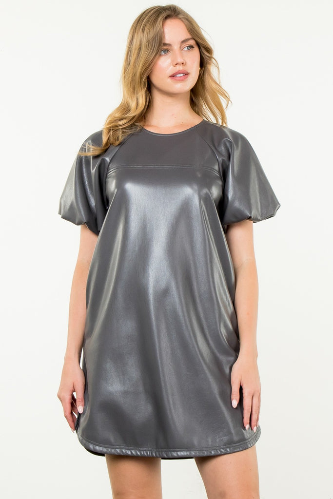 Charcoal Vegan Leather Dress