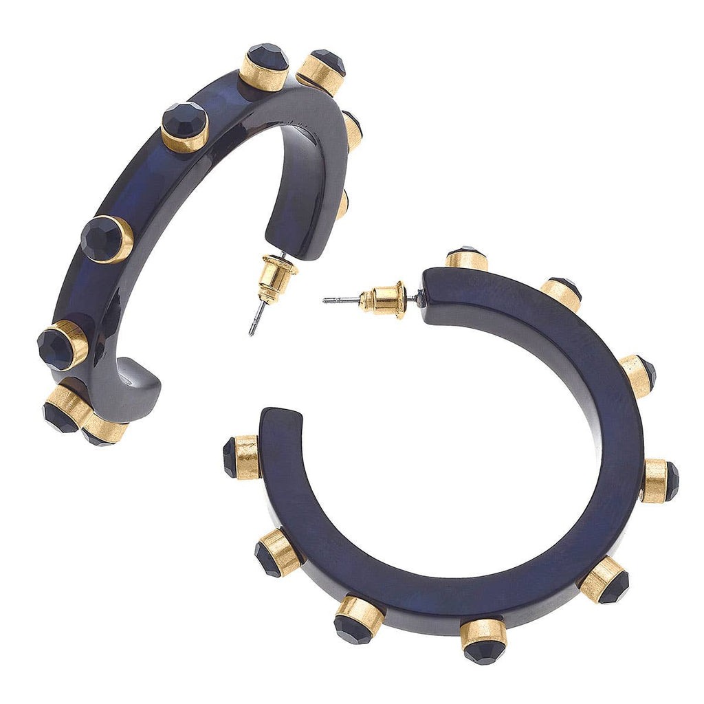 Renee Resin and Rhinestone Hoop Earrings