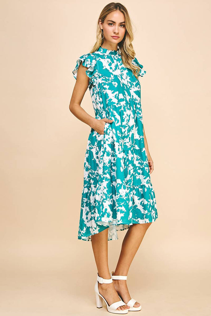 Jade Abstract Print Dress