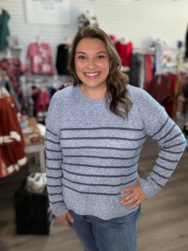 Denim Blue Striped Sweater