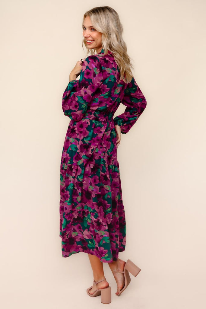 Teal Magenta Floral Dress