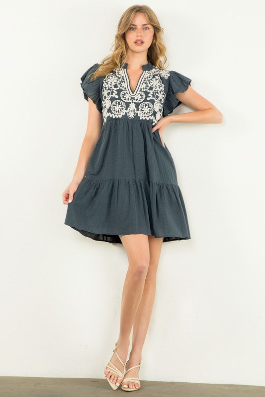 Frankie Embroidered Flutter Dress