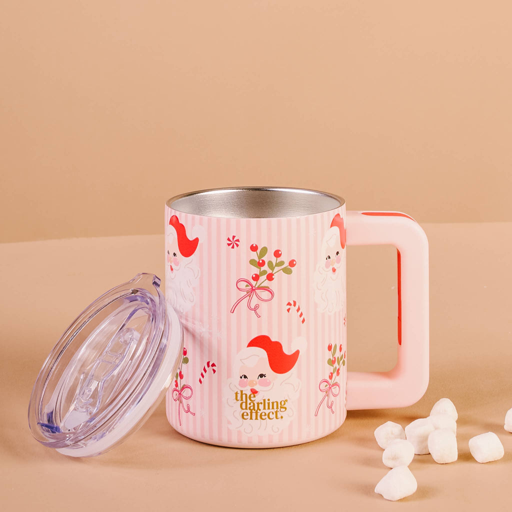 14 oz Insulated Mug, Holly Jolly Santa
