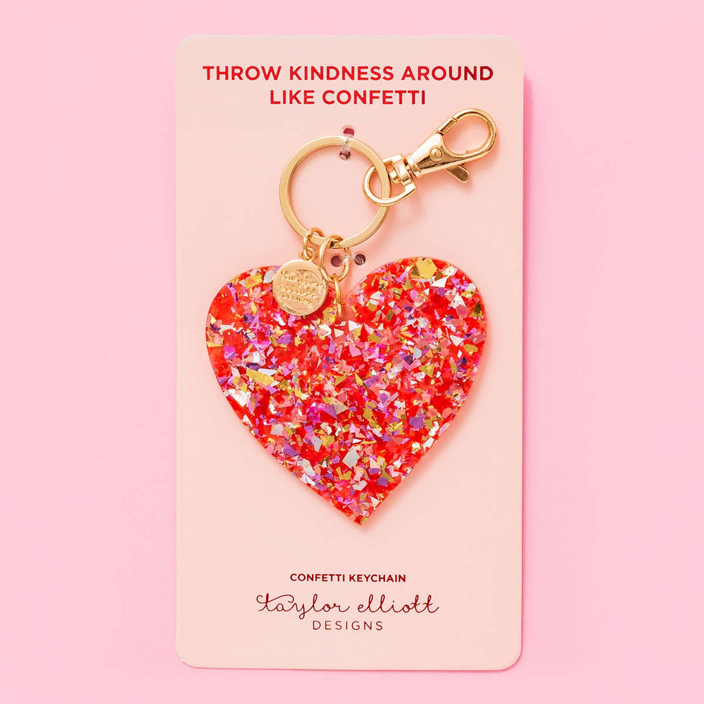 Heart Red Confetti Key Chain