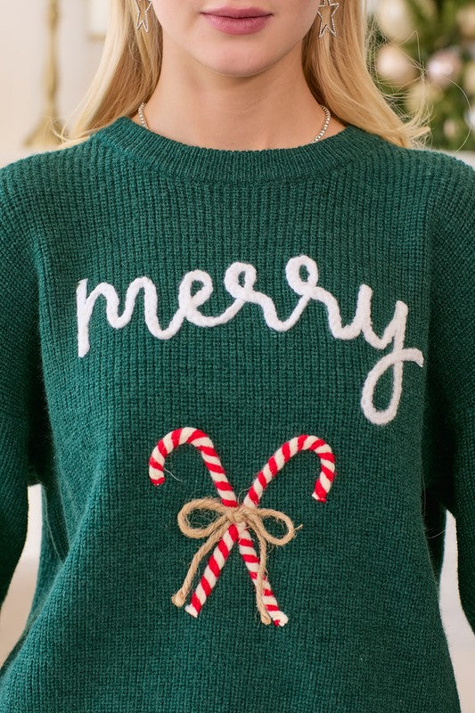 Green Merry Candy Cane Sweater