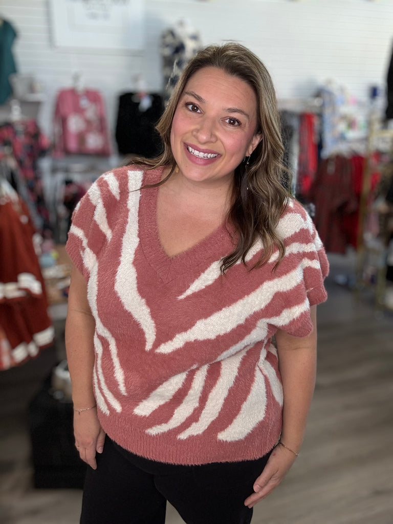 Fuzzy Zebra Sweater