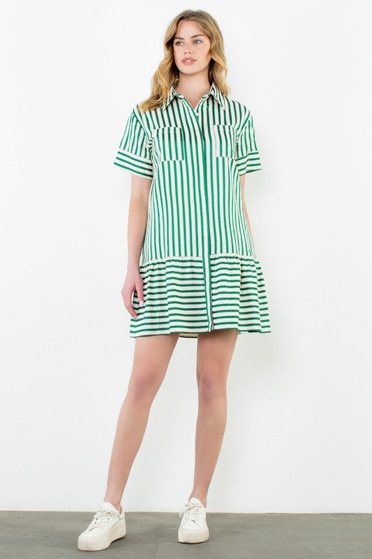 Green Striped Flapper Dress