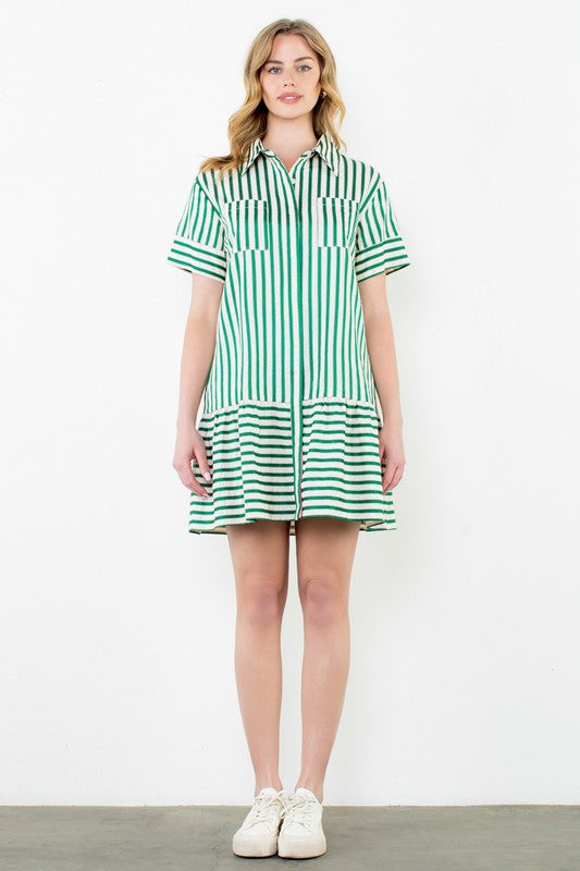 Green Striped Flapper Dress