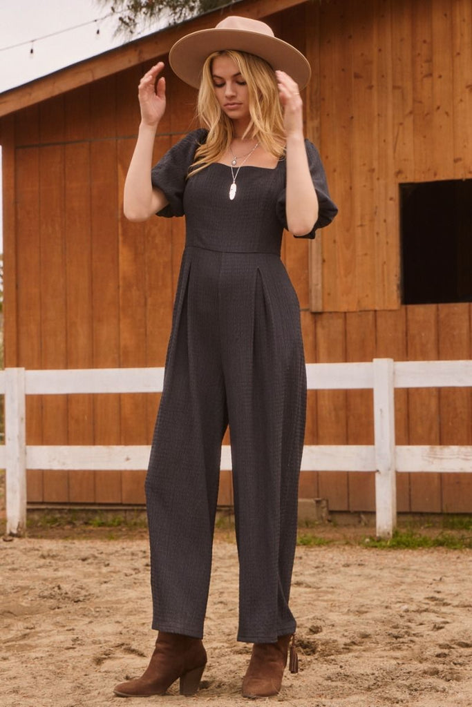 Square Puff Charcoal Jumpsuit