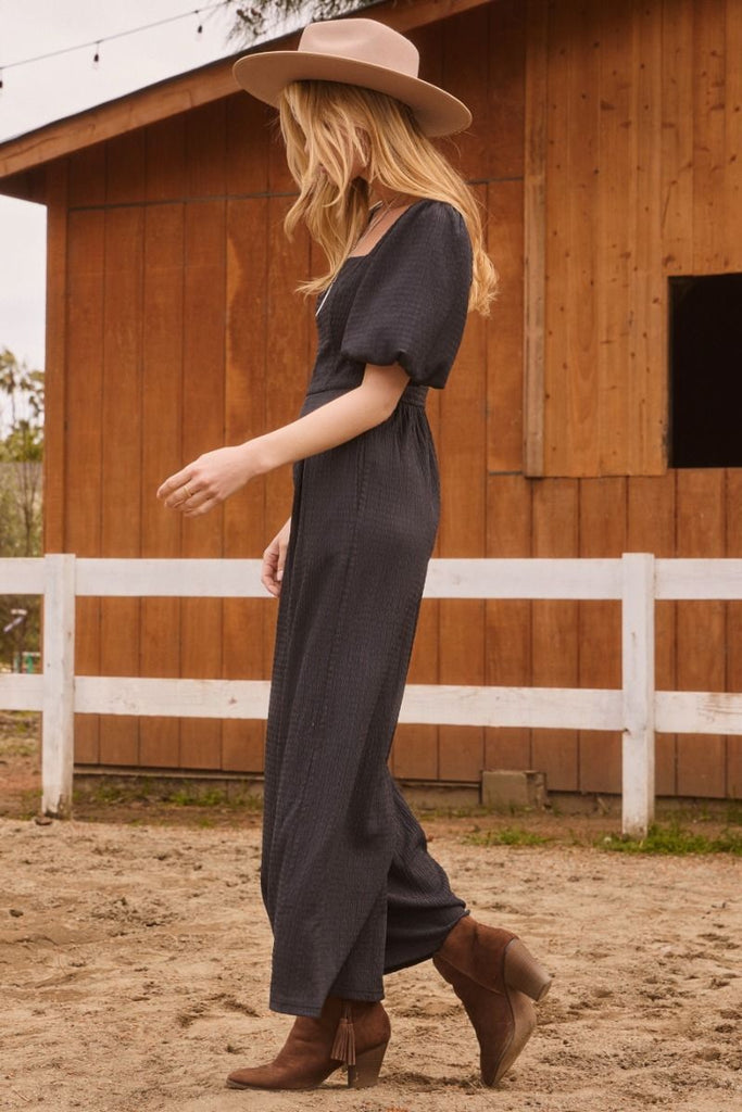 Square Puff Charcoal Jumpsuit