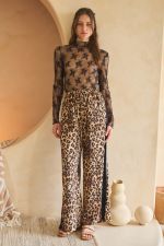 Satin Stripe Leopard Pants