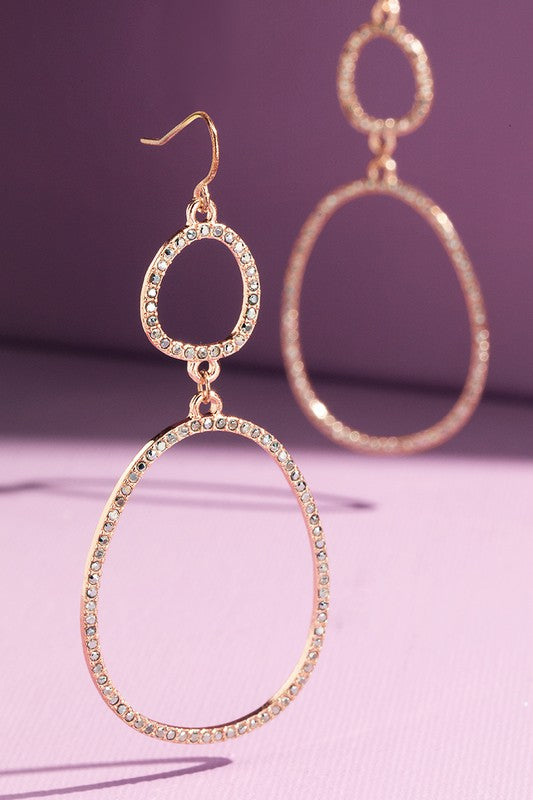 Pave Double Oval Earrings