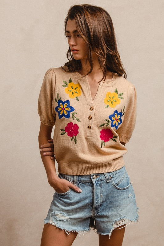 Floral Burst Embroidered Sweater