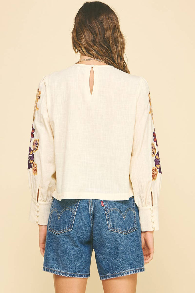 Fall Floral Embroidered Top