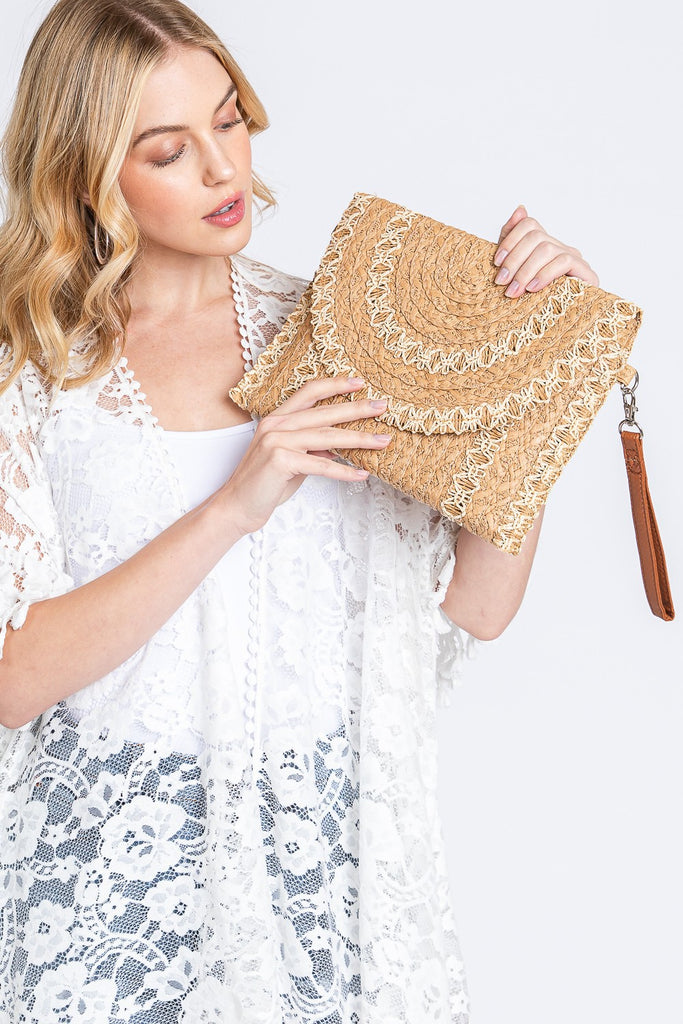 Stitched Straw Clutch