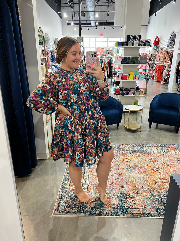 Teal Floral Dress