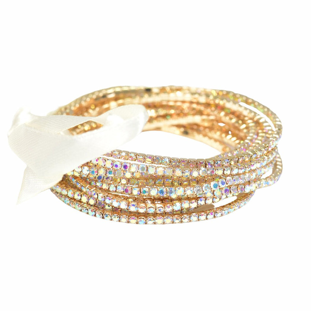 Multi Colored Rhinestone Bracelet Stack