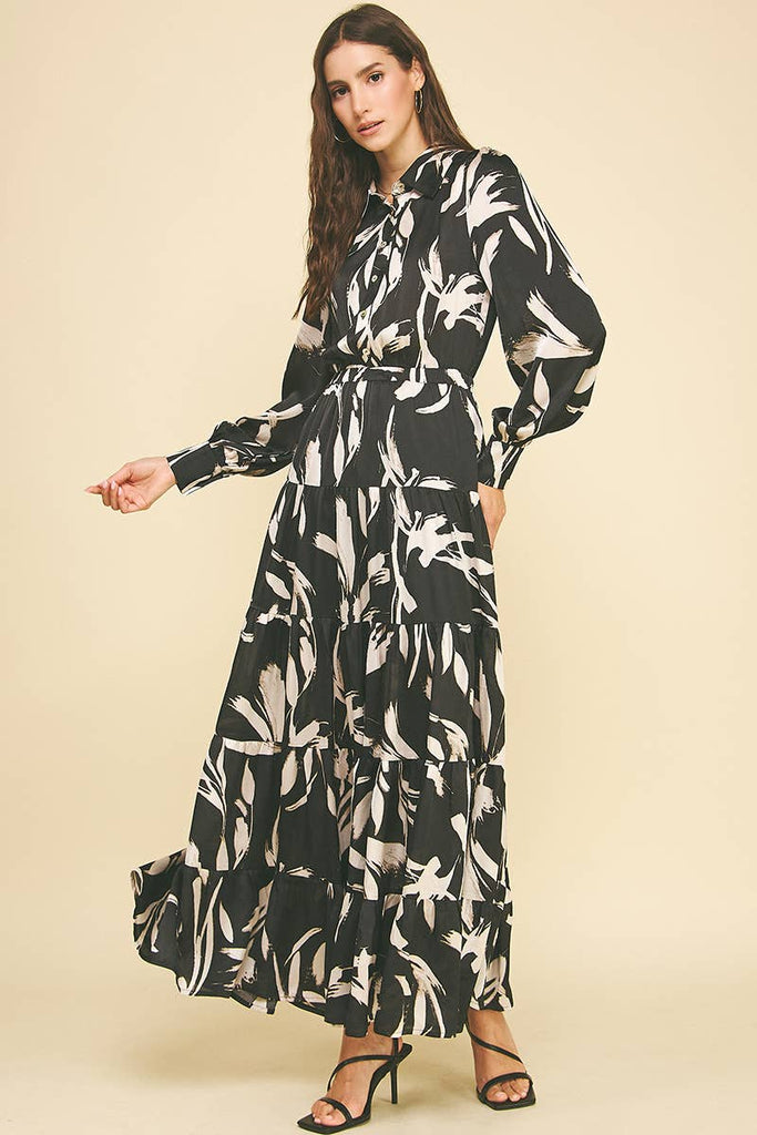 Black Abstract Print Dress