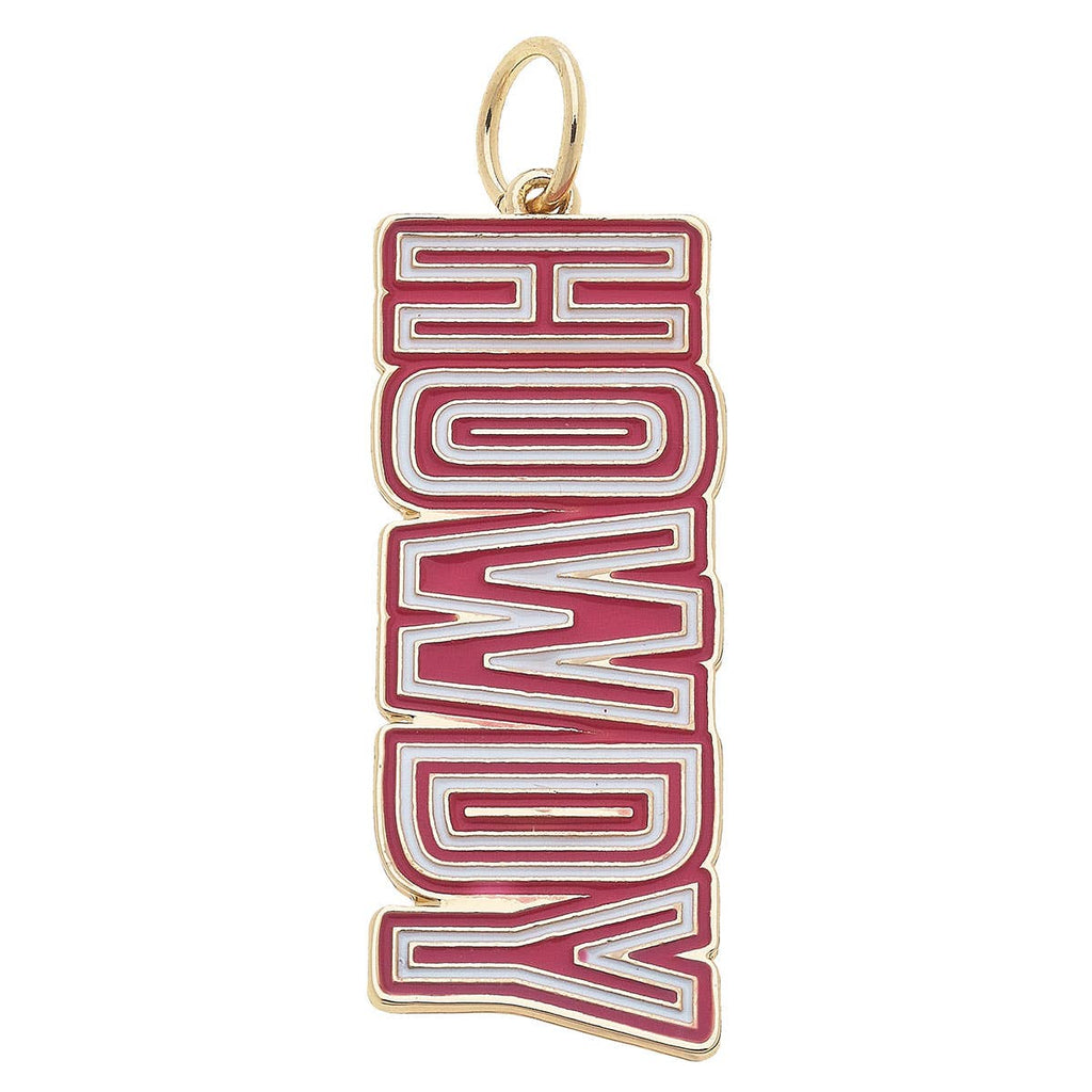 "Howdy" Enamel Charm in Pink