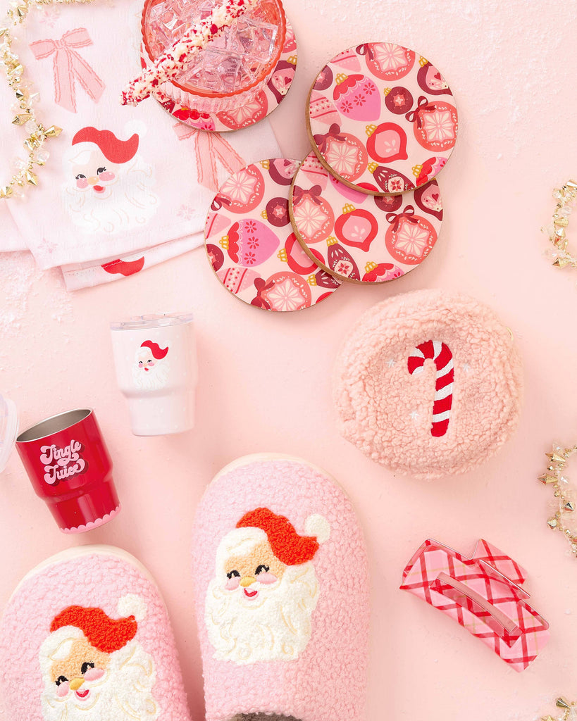 Circle Teddy Pouch, Candy Cane