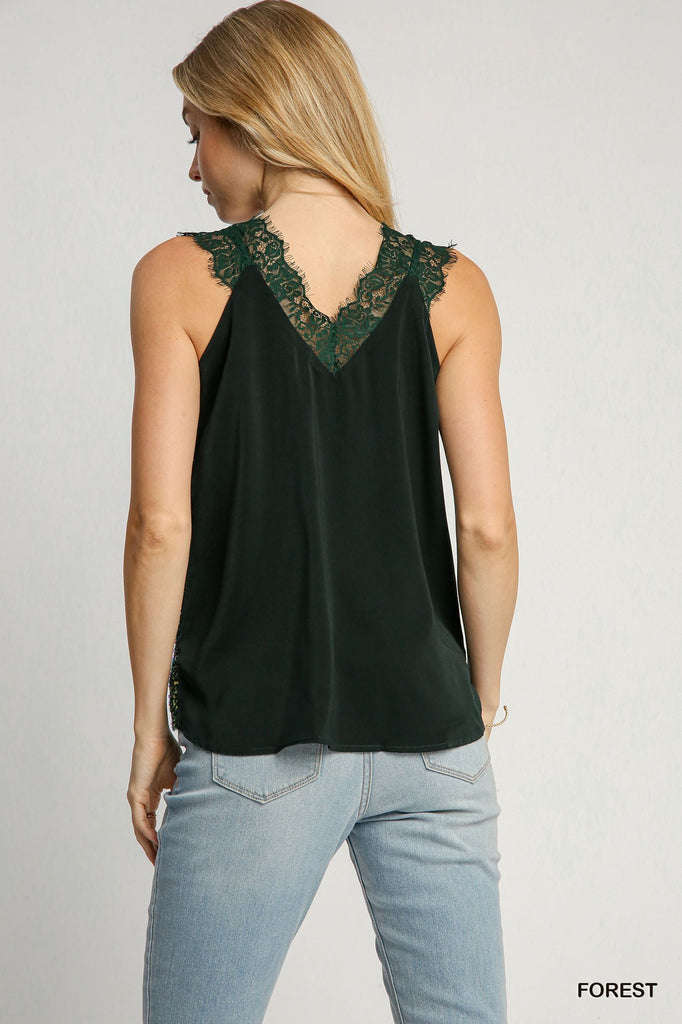 Forest Velvet & Lace Tank