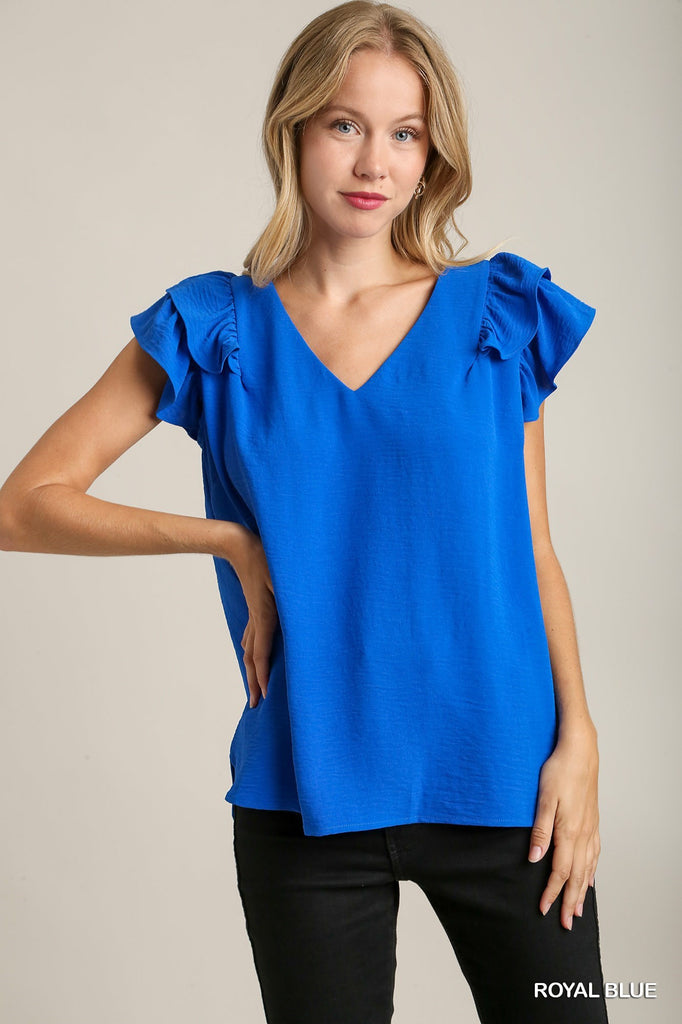 Flutter Sleeve Crinkle Top