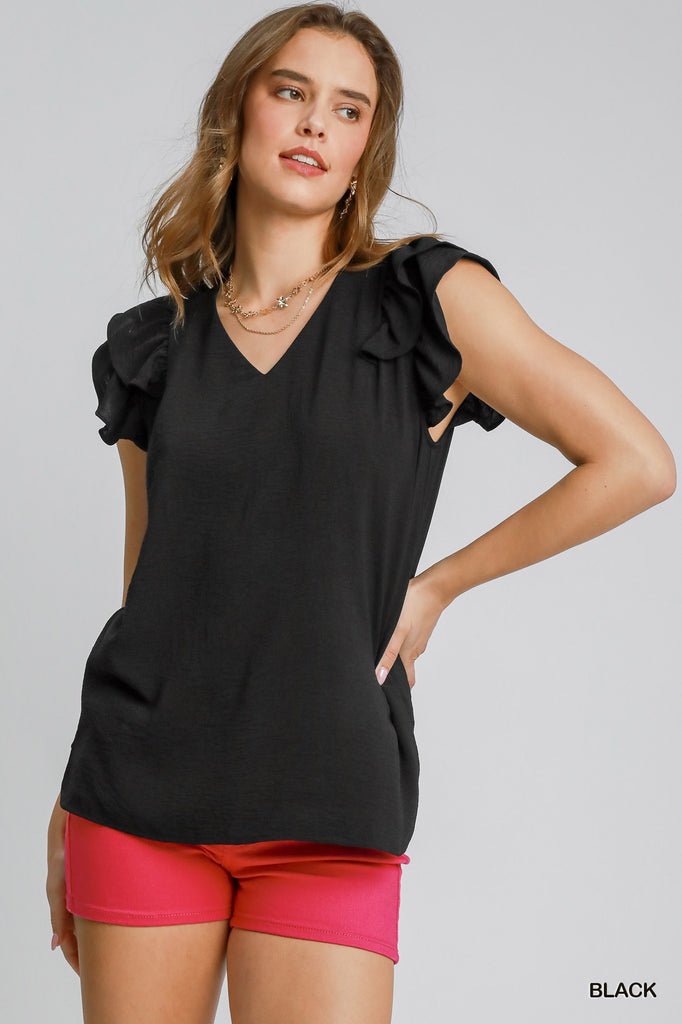 Flutter Sleeve Crinkle Top, More Colors