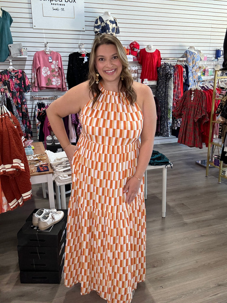 Apricot Geo Maxi Dress