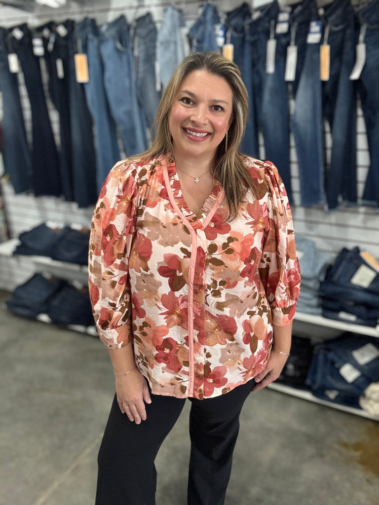 Cranberry Floral Top
