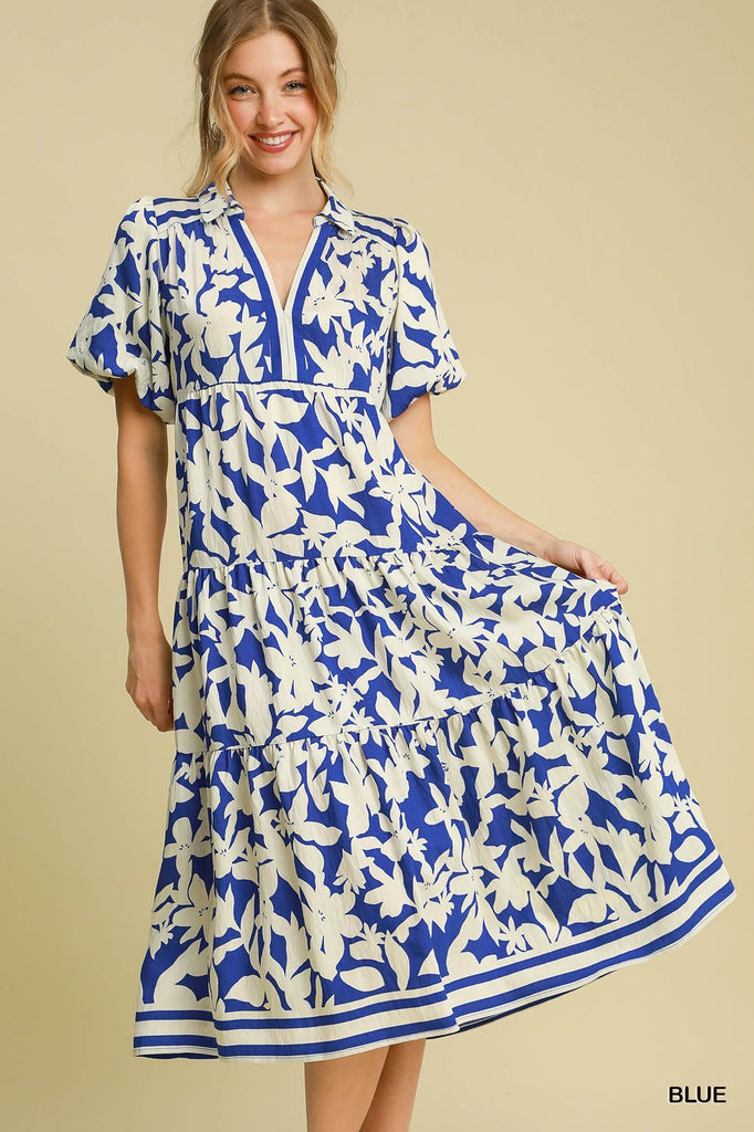 Botanical Collared Midi Dress