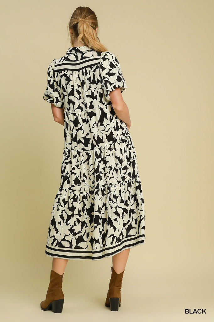 Botanical Collared Midi Dress