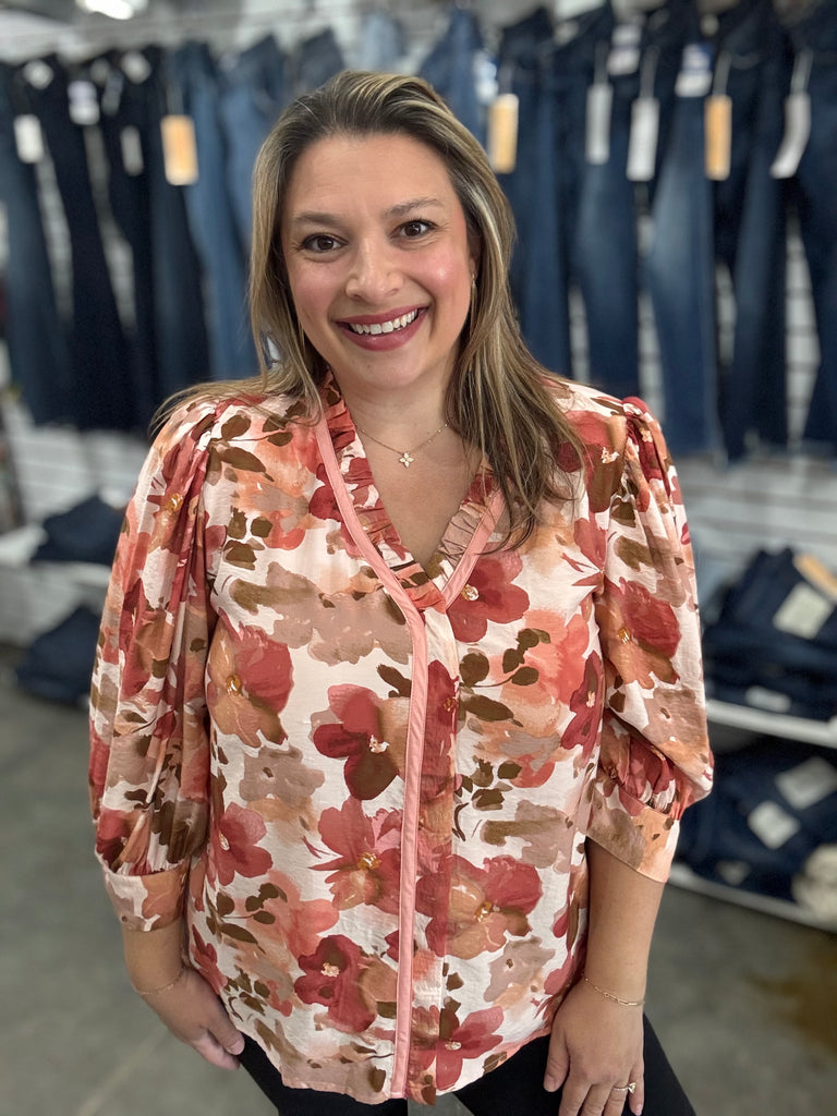 Cranberry Floral Top