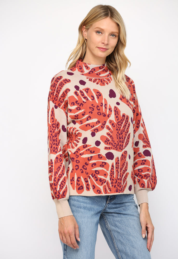 Coral Palm Sweater