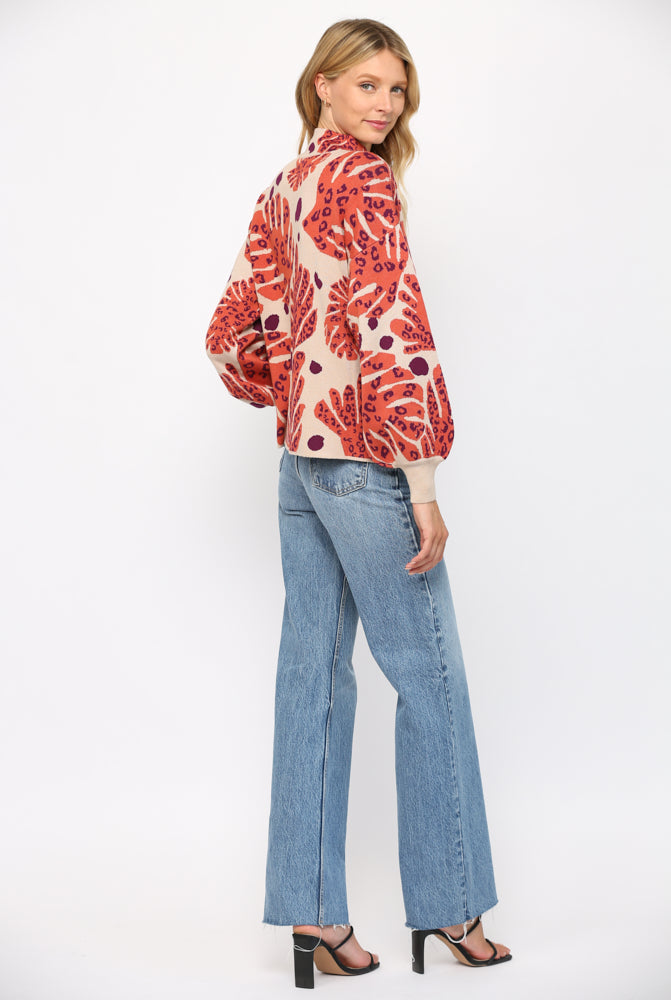 Coral Palm Sweater
