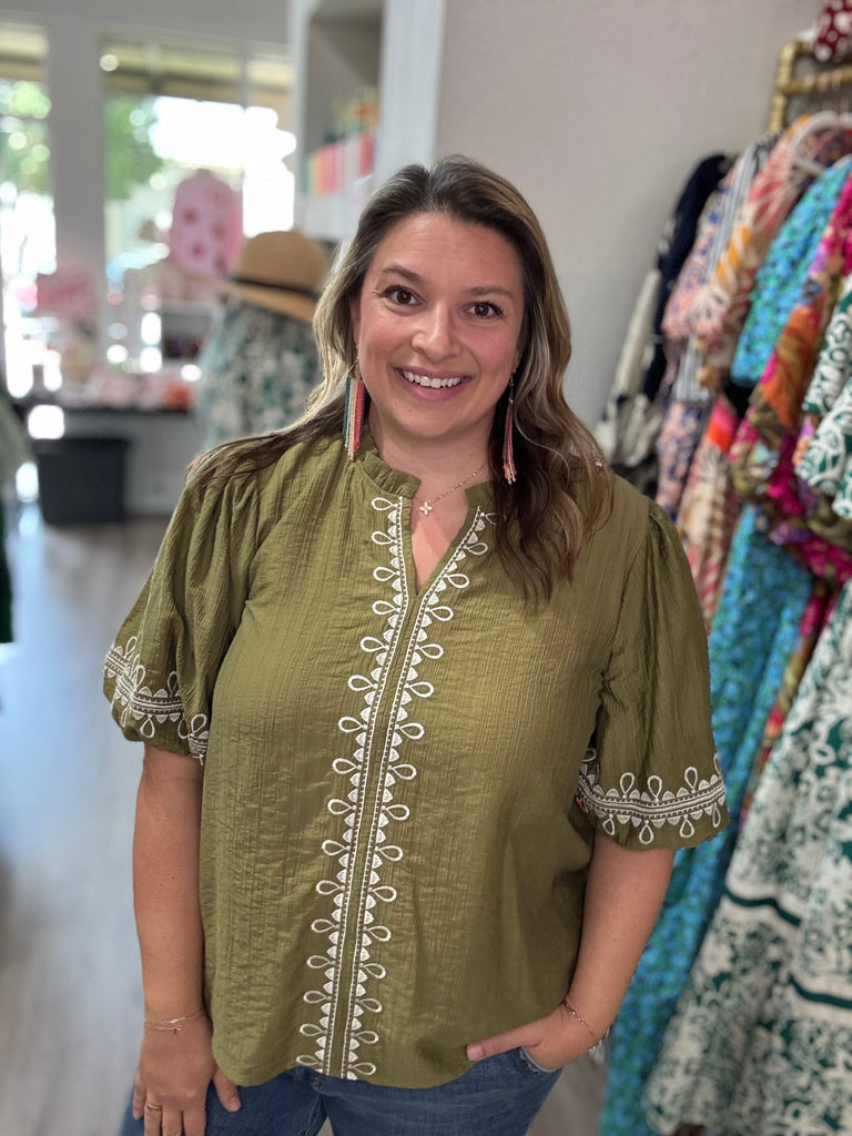 Embroidered Trim Blouse