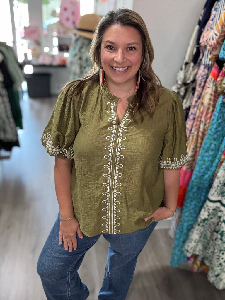Embroidered Trim Blouse