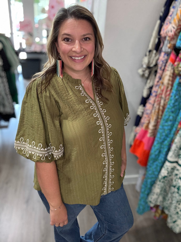 Embroidered Trim Blouse