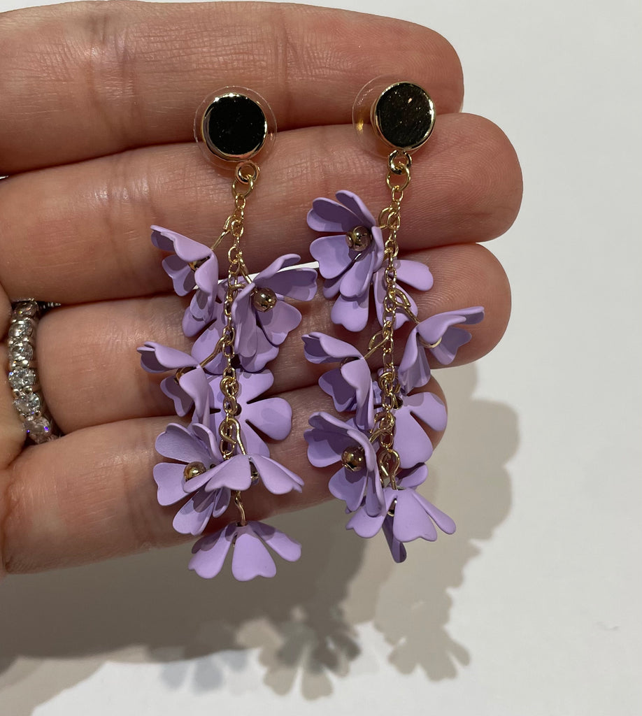 Resin Flower Dangle Earrings, 2 Colors