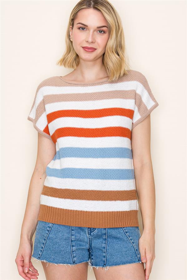Neutral Striped Summer Sweater