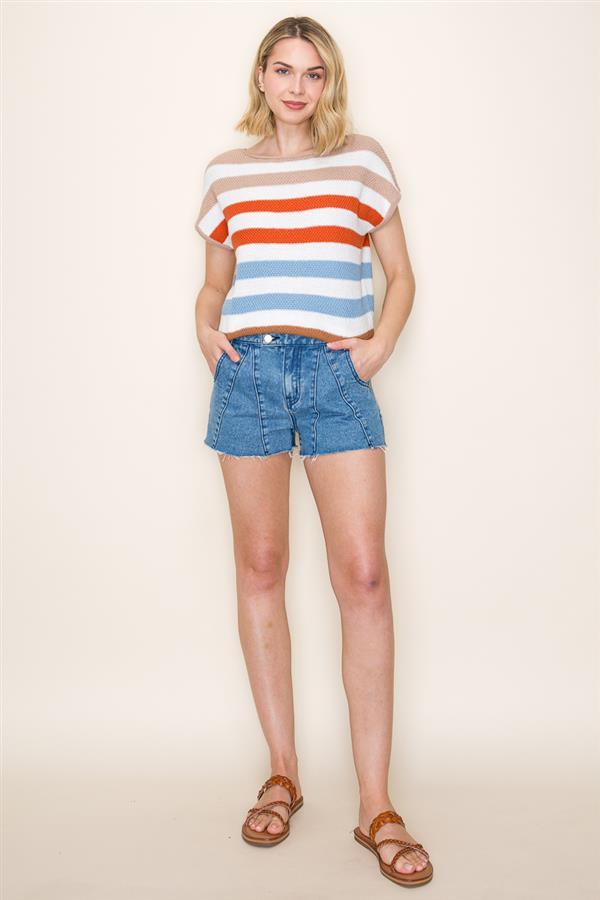 Neutral Striped Summer Sweater