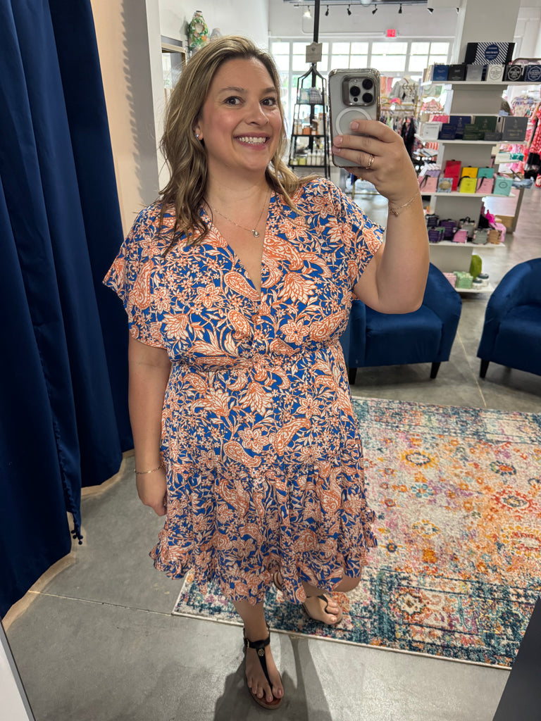 Orange Swirl Kimono Dress