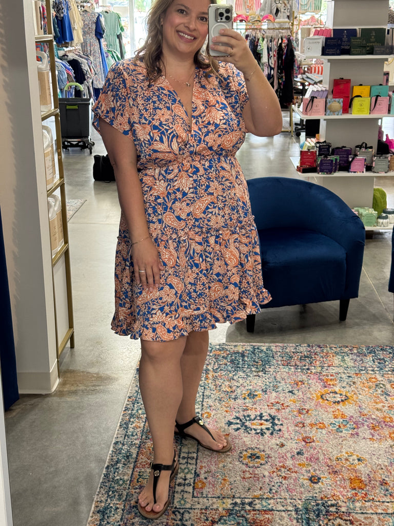 Orange Swirl Kimono Dress